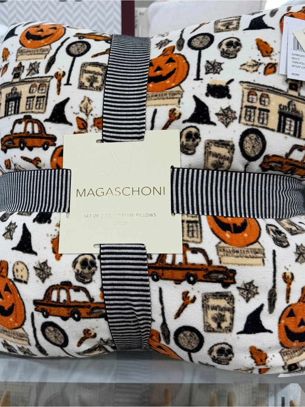 Magaschoni Halloween Town Set of 2 Decorative Halloween Pillows 20x20 VHTF